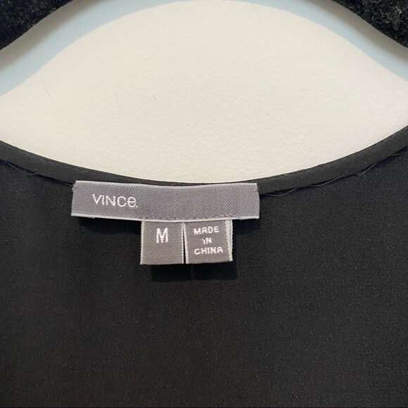 Vince Black Tank Top Silk Perforated Lamb Leather Classic Minimalist Medium - Picture 4 of 7